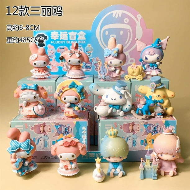 Sanrio caja misteriosa colección de figuras de Anime Hello Kitty Cinnamonroll caja ciega Pvc 8-11cm regalos de Navidad de muñecos para niños
