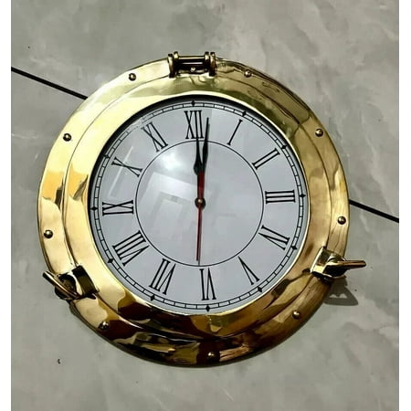 Antique Marine 15 Brass Ship Porthole With Clock Nautical Wall Clock Home Décor