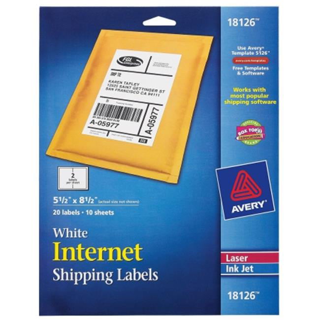 Avery 18126 5.50 in. X 8.50 in. White Shipping Labels 20 Count