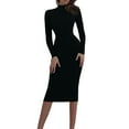 thumbnail image 6 of Ediodpoh Women Turtleneck Long Sleeve Knit Elasticity Slim Sweater Dress Sweater Dress for Women Cozy Black M, 6 of 6