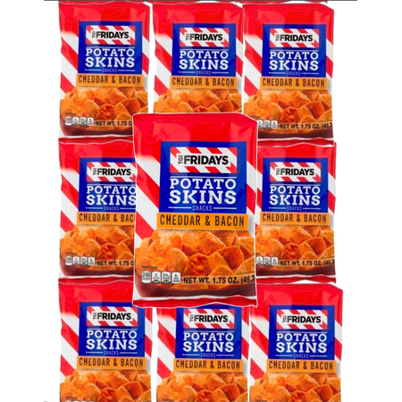 Cheddar & Bacon Flavored Potato Skins Snack Bags (1.75 Oz bag)- 10 Individually Wrapped Packs | Savory Crunchy Snack Variety | Premium Custom Bundled Snack Set | Get Free Reusable Water Bottle