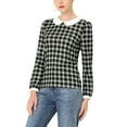 thumbnail image 5 of INSPIRE CHIC Women's  Peter Pan Collar Contrast Long Sleeve Shirt L Black, 5 of 7