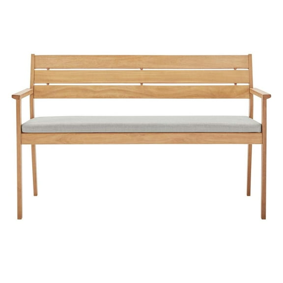 Modway Viewscape Outdoor Patio Ash Wood Loveseat in Natural Taupe