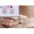 thumbnail image 3 of Dazzlingrock Collection Round White Diamond Metal Beaded Circle Frame Swirl Pushback Stud Earrings for Women (0.32 ctw, Color I-J, Clarity I1-I2) in 14K Rose Gold, 3 of 6