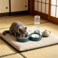 thumbnail image 4 of Cififendec 2-in-1 Pet Feeder and Waterer, 10.63"×7.09", No-Spill Cat and Dog Bowl Set, Detachable Food and Water Station for Small Pets with Auto Water Refill(Blue), 4 of 5