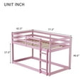 thumbnail image 5 of Noble House Jerome Twin Over Twin Floor Bunk Bed with Ladder, Solid Rubber Wood Frame with Strengthened Slats, Pink, 5 of 13