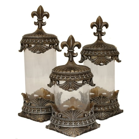 Baroque Fleur De Lis Decorative Gl Canister Set Material Baroque Fleur De Lis Decorative Gl
