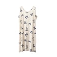 thumbnail image 3 of Asxite Womens Pajamas Solid Sleeveless Crew Neck Rayon Bow Print Nightgown Casual, 3 of 5