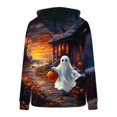 thumbnail image 5 of Frostluinai Halloween Fleece Hoodie for Women Flannel Fuzzy Hooded Sweatshirts Funny Ghosts Print Fluffy Sherpa Warm Pullover with Pocket S-2XL, 5 of 6