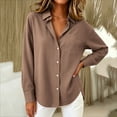 thumbnail image 6 of Hueook Long Sleeve Denim Shirt Women Button Chambray Ladies' Casual Fashion Lapel Solid Color Button Long Sleeved Shirt with Pockets Brown S, 6 of 6