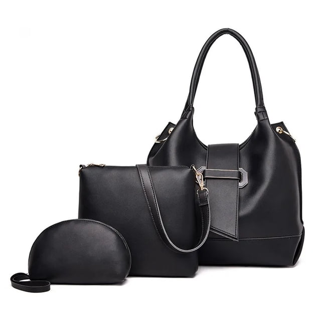 Juego De Bolsos De Gran Capacidad A La Moda P/mujer 3 Piezas NEGRO Bolso bolso, casual, negro
