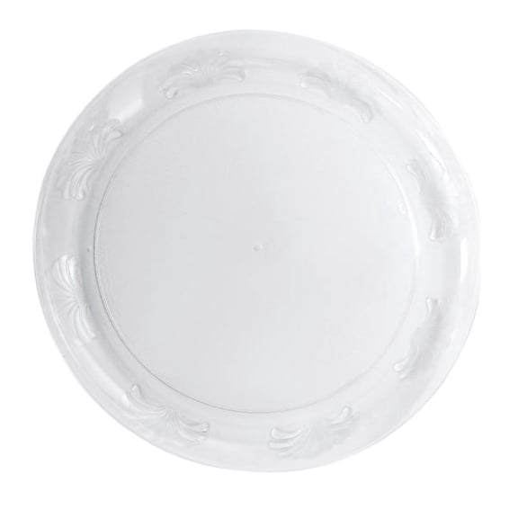 WNA Inc Designerware Plastic Plates, Round, 9", Clear, 10 Plates Per Pack, Case Of 18 Packs