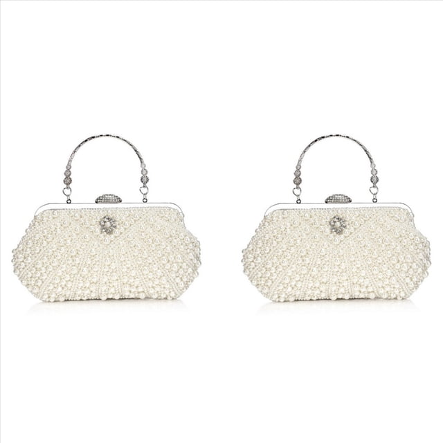 2X Bolsos de Mano de Perlas para Mujer, Bolso de Noche, Bolso de Mano para Boda, Bolso con Cadena para Cena, Fiesta