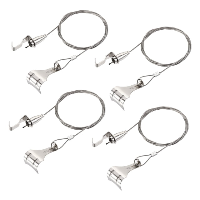 Unique Bargains Picture Hanging Wire Kit 1.5M Electroplating with Large S-Hook Load 66lbs 4Set