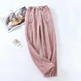 thumbnail image 2 of DHFJKG Women's Fuzzy Pajamas Pants Loungewear Winter Warm Loose Fit Elastic Drawstring Thermal Long Pyjama Bottoms With Pockets For Home Thick Soft Trousers, 2 of 3
