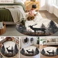 thumbnail image 6 of 4Ft Round Rug, Forest Elk Non-Skid Rubber Backing Large Area Rugs - Living Room Bedroom Home Office, Rustic Nature Tree Retro Deer Silhouette Indoor Floor Mat Carpets Washable Rug, 6 of 9