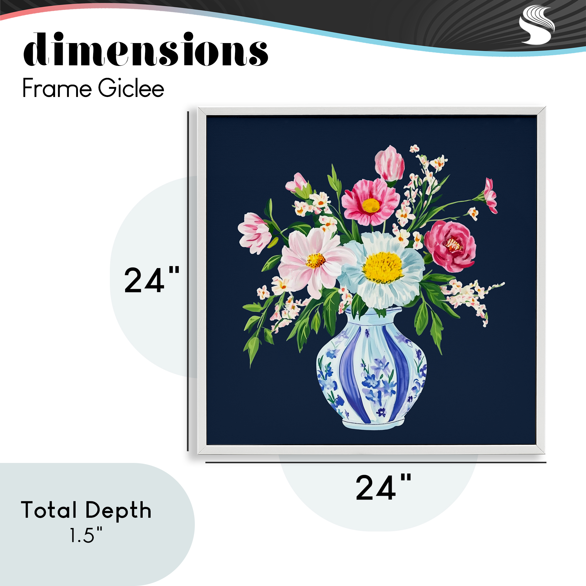 Spring Chinoiserie Vase White Framed Giclee Art, design by Yen