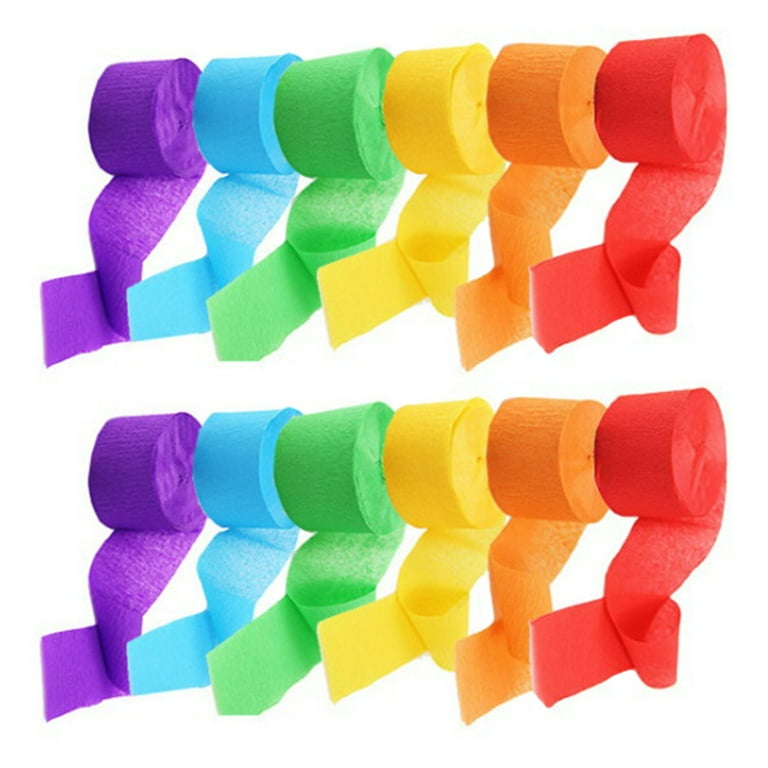 12 Rolls of Decorative Party Streamers Multi-function Paper Streamers Paper Ribbons (Mixed Color), Size: 7.00