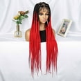 thumbnail image 6 of Braided Wigs for Women Full Double Lace Braided Wigs Knotless Box Synthetic Lace Front Braided Wigs Cornrow Braids with Baby Hair Handmade Braided Wigs 32 inches (OT/Red Color), 6 of 7