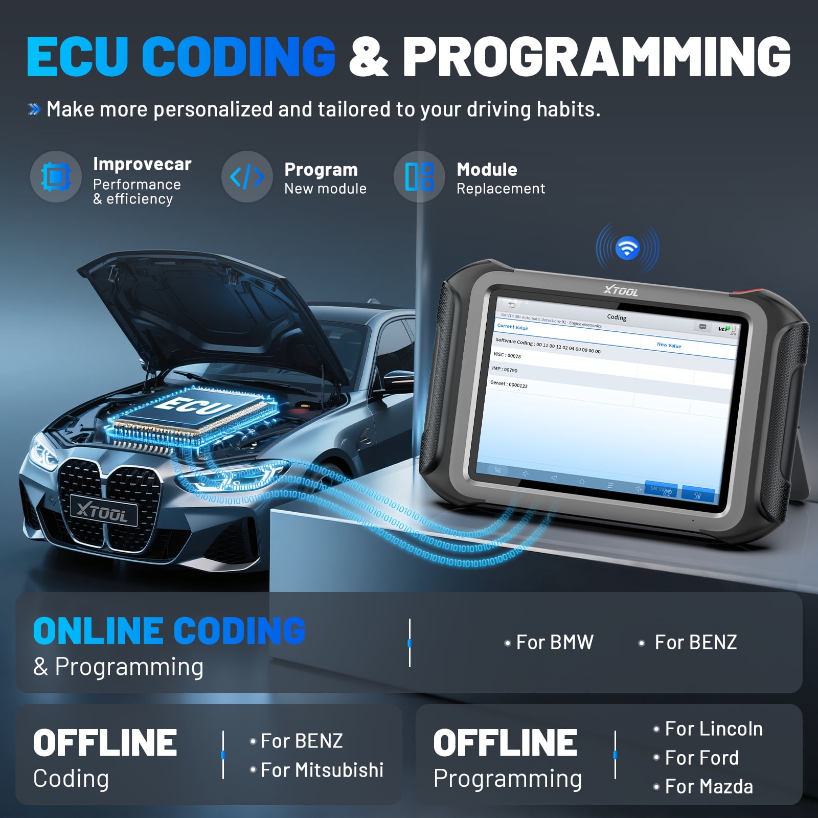 XTOOL D9S Pro Car OBD2 Scanner Bluetooth, Bi Directional Scan Tool, Full System Diagnostic Tool with KC501 M822 Key Pr0gramming Tool, 45 Services