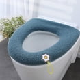 thumbnail image 1 of Cojín de asiento de inodoro engrosado Funda acrílica cálida de invierno extraíble con asa – Se ajusta a formas redondas en U v O, suave Cómodo, lavable, 17,3x14,2 pulgadas, Rojo Rosa Azul Gris Azul, 1 of 7