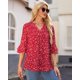 thumbnail image 4 of Blusa Uhiger de chifón floral rojo con mangas 3/4 y cuello en V XXXL para mujer, 4 of 6