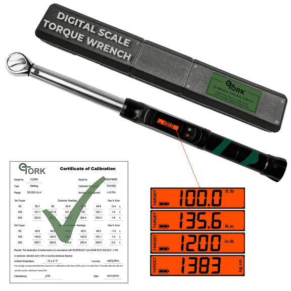 eTORK - Click-Style Electronic Torque Wrench | 3/8 Torque Wrench | Range: 10-100 ft.-lb./13.6-135.6 N.m | New