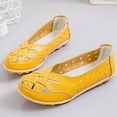 thumbnail image 4 of Itsun Womens Dress Shoes, Women's Flats Classic Fancy Leather Dress Shoes, Hollow Out Solid Color Casual Shoes, Comfort Soft Slip On Flats Shoes Yellow, 4 of 5