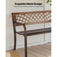 thumbnail image 3 of KFFKFF Outdoor Bench, 46 inch, Carbon Steel Metal Frame with PVC Mesh Pattern Backrest and Round Edge Armrests, Weatherproof Outside Bench, Antique Bronze, 3 of 9