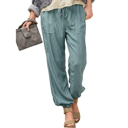 Women's Solid Color Pants Elastic Waist Casual Pants | Walmart Canada