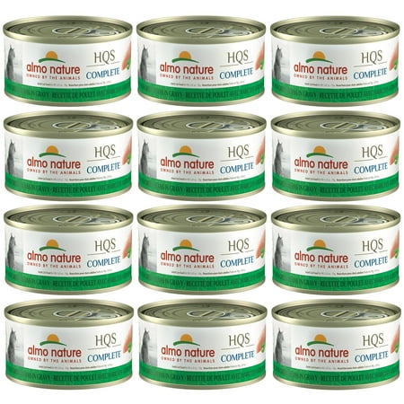 Almo Nature: HQS Complete Cat 12 Pack: Chicken Recipe With Green Beans In Gravy - 2.47oz Cans, Adult Cat Canned...