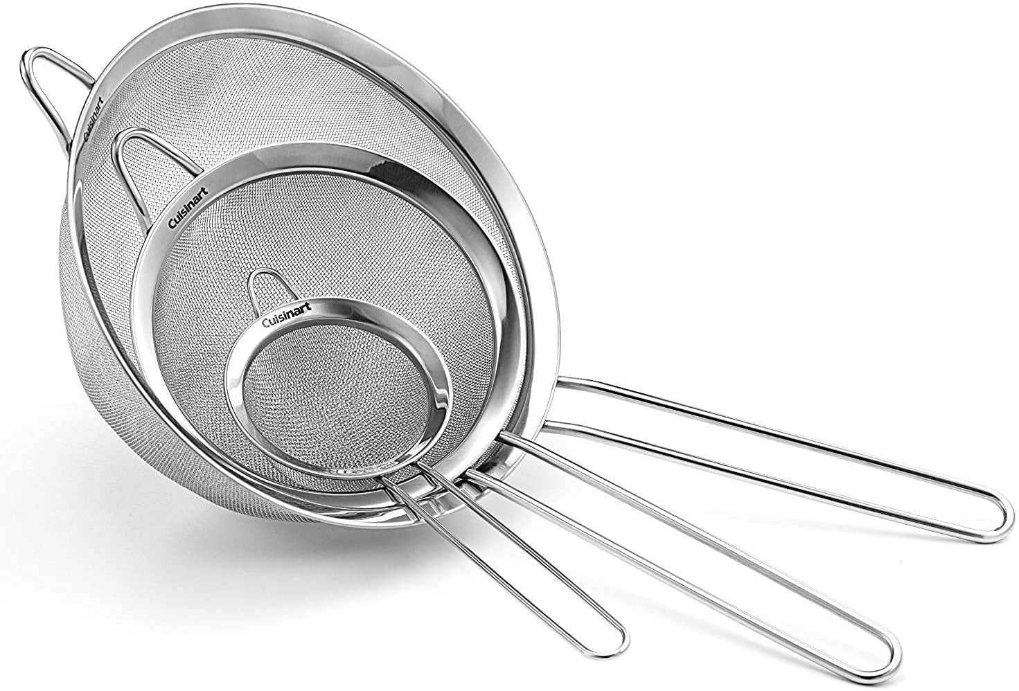 Stainless Steel Strainers 3pc Fine Mesh Graduated Sizes Lightweight Wire Sieve for sale online 
