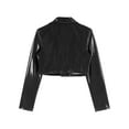 thumbnail image 6 of Eandarui Women's PU Leather Solid Open Front Casual Cropped Jacket Long Sleeve Moto Biker Coat Black S, 6 of 7