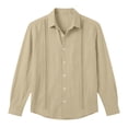 thumbnail image 4 of Guayabera Linen Shirts for Men Short Sleeve Button Down Shirt Hawaiian Shirt Hippie Summer Beach Vacation Shirts Khaki XL, 4 of 5