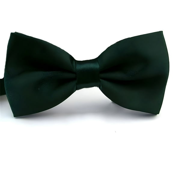TELOLY Pre-Tied Formal Bow Tie in Dark Green Satin, Adjustable for Men - Perfect for Weddings, Business, Prom, and Waitstaff Use