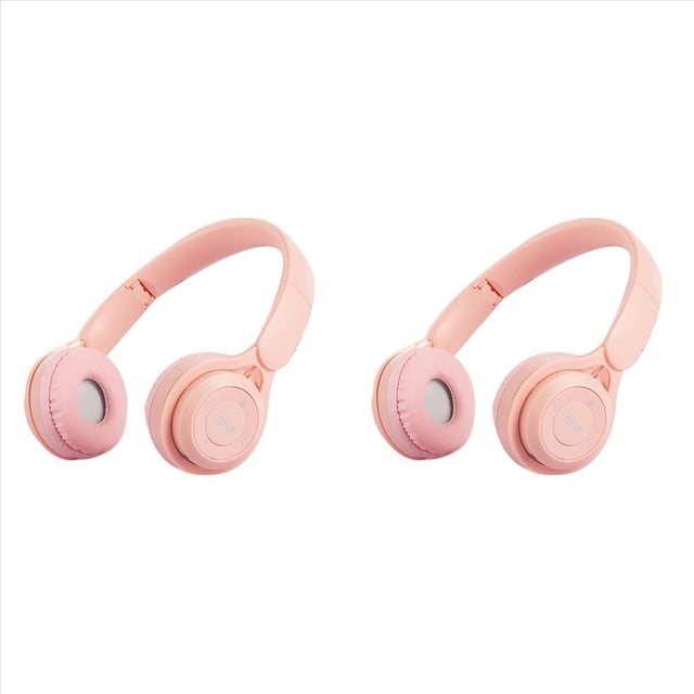 2X Diadema Auriculares Bluetooth Y08 Auriculares Inalámbricos Bluetooth Auriculares Portátiles Plegables para Niños Rosado