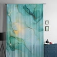 thumbnail image 5 of Teal Marble Semi Sheer Curtains Drapes for Living Room, Bedroom, French Doors Window 108 Inches Long, Abstract Art Modern Ink Painting Rod Pocket Chiffon Curtain Drapery Voile Draperies Panel, 5 of 6