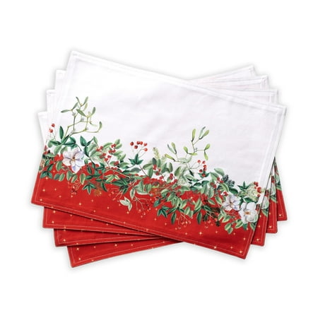 

Maison d Hermine Noel 100% Cotton Set of 4 Placemats for Dining Table | Kitchen | Wedding | Everyday Use | Dinner Parties | Autumn/Winter (13 Inch by 19 Inch)