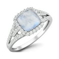 thumbnail image 2 of 925 Sterling Silver 3.82 Cts Cushion Shape Moonstone Solitaire with Accent Women Valentines Day Gifts Ring, 2 of 3