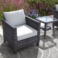 thumbnail image 4 of Ovios 3 Pieces Outdoor Patio Furniture All-Weather Bistro Set with Coffee Table and Wicker Chairs for Garden Balcony Backyard Yard, 4 of 7
