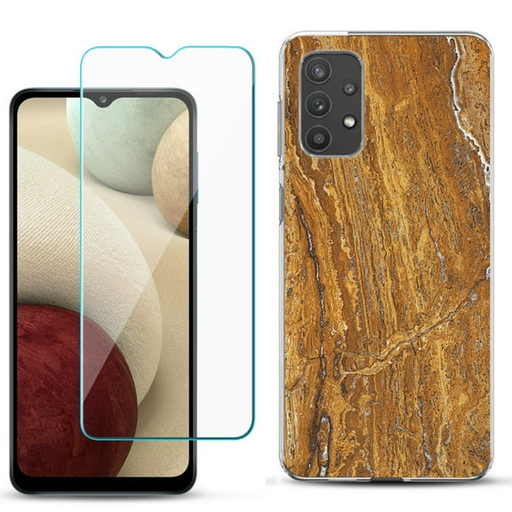 Slim-Fit TPU Phone Case compatible with Samsung Galaxy A32 5G, with Tempered Glass Screen Protector, by OneToughShield ® - Marble / Earth