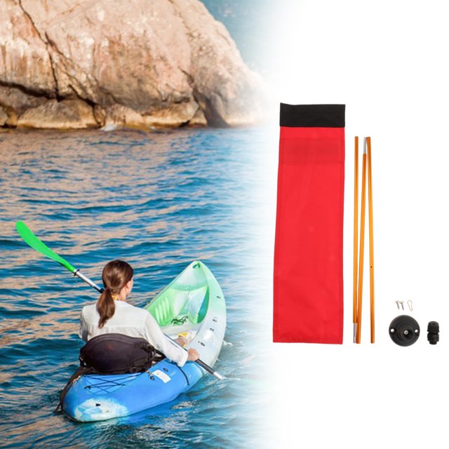 DYNWAVECA Kit de Montage de Drapeau pour Kayak Accessoire Polyvalent Robuste pour Canots Haute Visibilité Installation Facile Drapeau de 4 Pieds avec Base Stable Drapeau Rouge