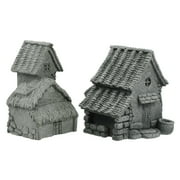 2pcs House Miniature House Sculptures And Figurines Ornament For Landscape Lawn Decoration