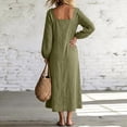 thumbnail image 5 of Women's Square Neck Long Sleeve Maxi Dress, Elastic Cuff Loose Fit Flowy Dress for Vacation Daily Wear Fall Wedding Guest, Women's Plus XL, 5 of 9