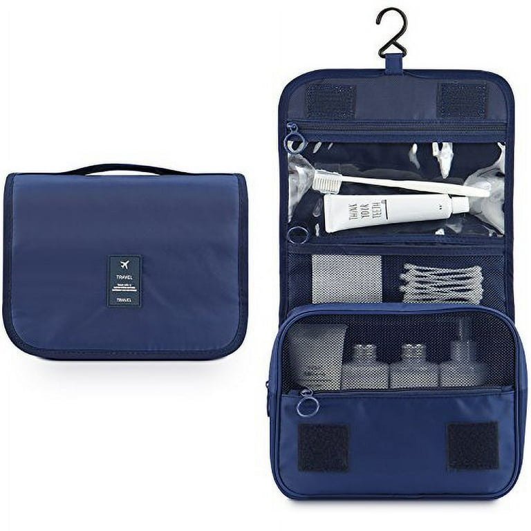Mossio Hanging Toiletry Bag Large Cosmetic Makeup Travel Organizer for Men Women with Sturdy Hook Dark Blue