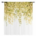 thumbnail image 2 of Yellow Eucalyptus Leaves Semi Sheer Curtains Drapes for Living Room,Bedroom,French Doors Window 72 Inches Long,Spring Floral Summer Botanical Rod Pocket Chiffon Curtain Drapery Voile Draperies Panel, 2 of 6