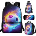 thumbnail image 2 of Yuyamidu Cool Soccer Ball 4 Piece Kids Backpack Set 17 Inch with Lunch Bag Pencil Case and Water Bottle Carrier School Backpack for Elementary and Middle School, 2 of 7