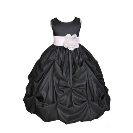 Ekidsbridal Black Bubble Pick-up Taffeta Flower Girl Dress Christmas Bridesmaid Wedding Pageant Toddler Recital Easter Holiday Communion Birthday Baptism Occasions 301s