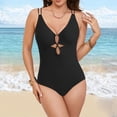 thumbnail image 4 of COMVALUE One Piece Swimsuits for Women Sexy Cutout Monokini Ruched Tummy Control Bathing Suits Cross Back Swimwear (Black, S), 4 of 9