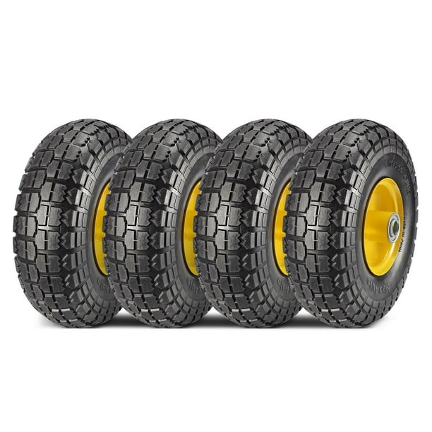 MaxAuto 4Pack 10 Inch Solid Rubber Tyre Wheels Garden Wagon Cart